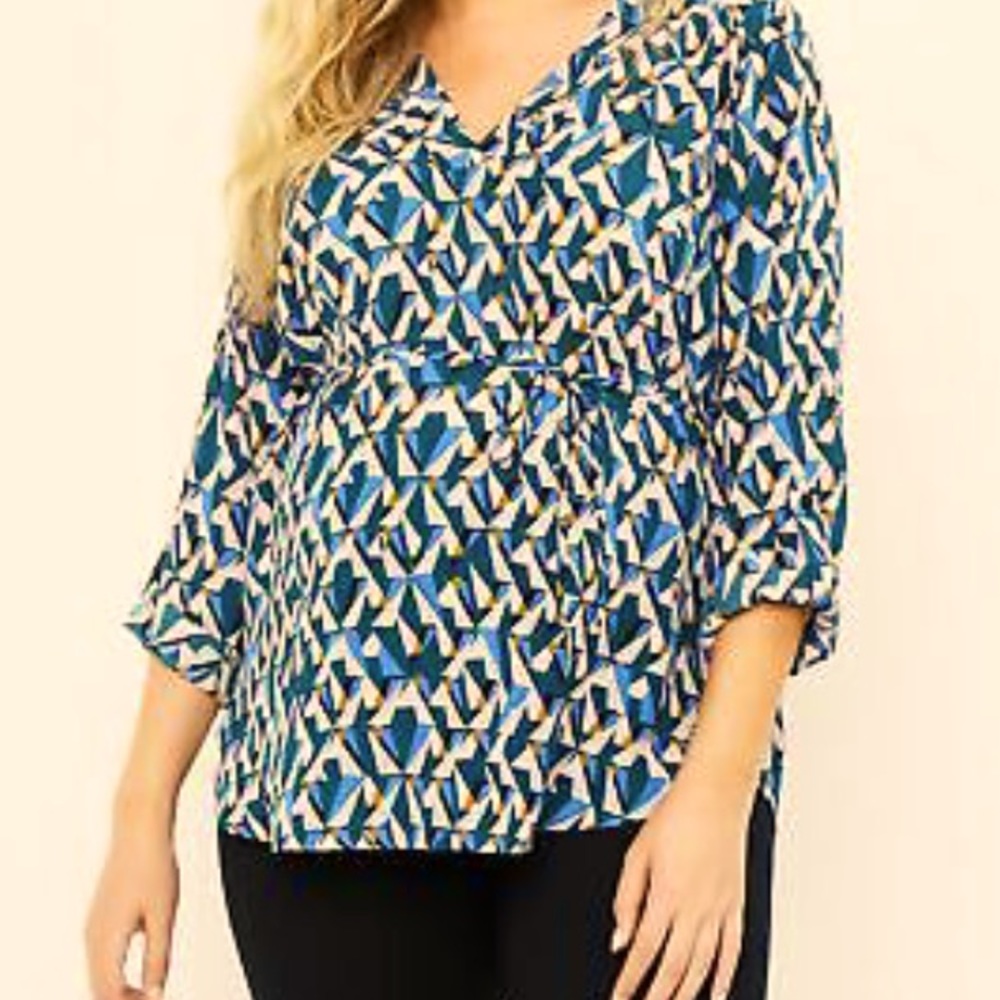 MM Funky Geometric Print Babydoll Blouse Size M